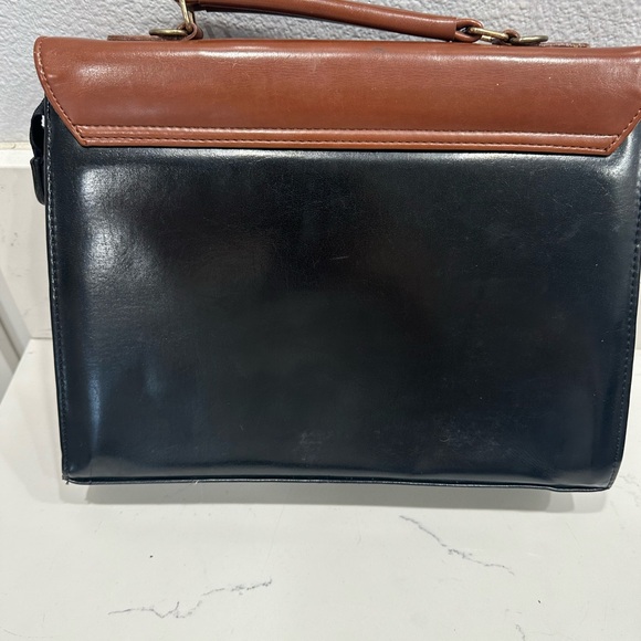 Ralph Lauren Black and Brown Women's Bag. Vintage mini leather briefcase. - Picture 6 of 8